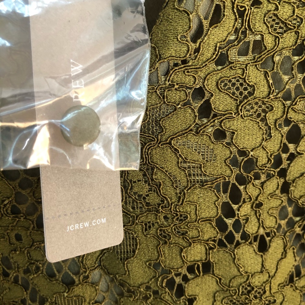 J. Crew Lace Ruffle-Neck Top in Burnished Moss NWT - Picture 16 of 16